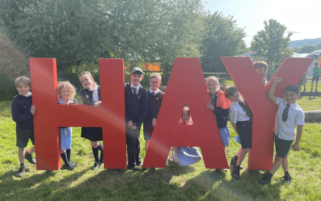 Gorsey Bank's Department for Education Pupils pose with a HAY sign