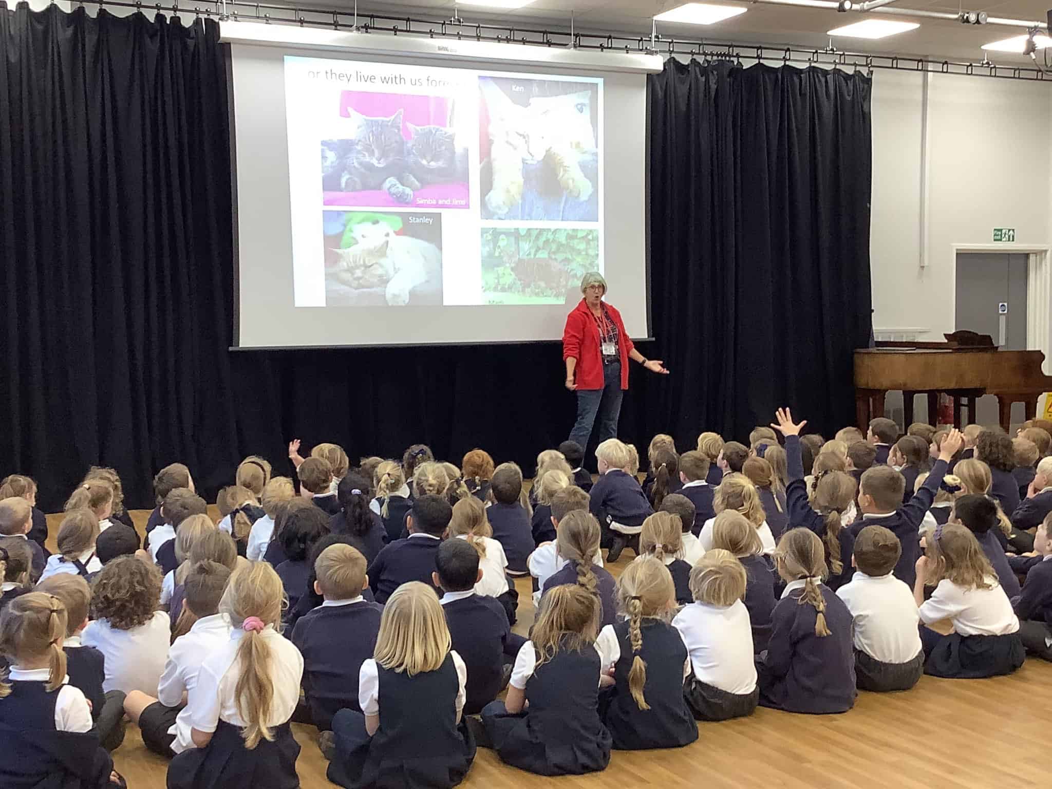 Wilmslow Animal Sanctuary giving an assembly to Gorsey Bank pupils