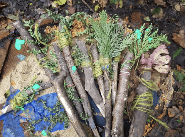 Some crafts Gorsey Bank Pupils have made in Forest School.